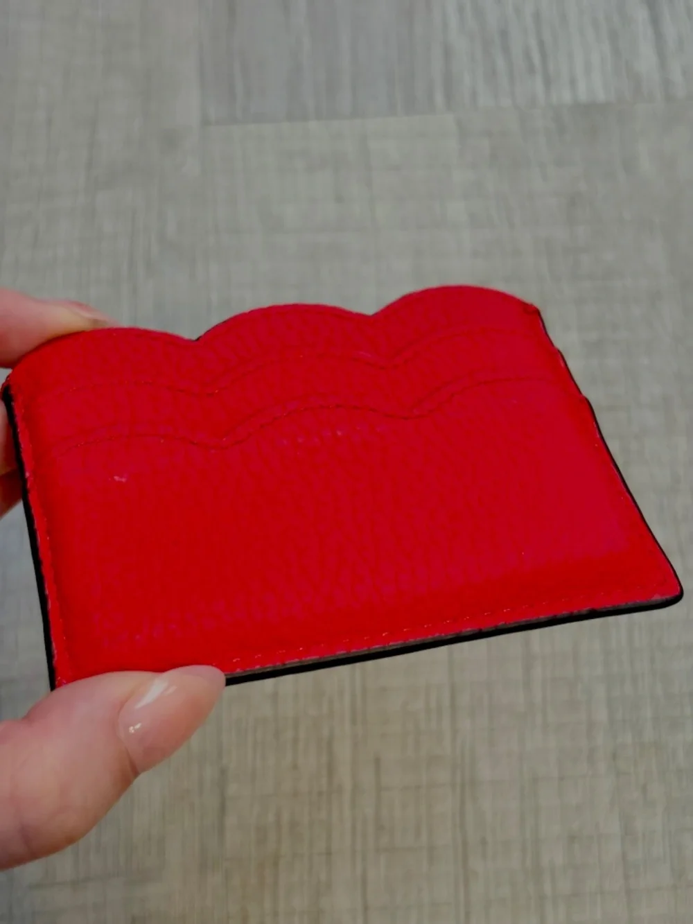 Kate Spade Leewood Place Red Leather Card Holder Wallet Coastal Nautical Luxury